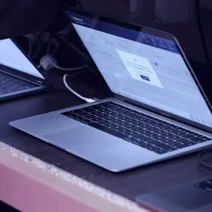 Laptop on a work bench